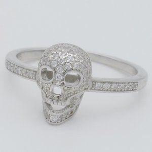 October Birthday Sterling Silver Skull Ring size 10